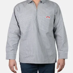 Ben Davis Long Sleeve Striped 1/2 Zip Shirt -